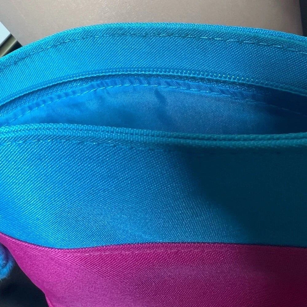 Escada makeup bag cosmetic pouch bubble gum pink blue rope flower charm cute